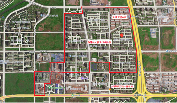 青木關(guān)鎮(zhèn)青山陽光小區(qū)（居住區(qū)），新青路95號海通大藥房新青路店（商業(yè)），具體如圖：