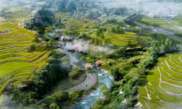 涪陵區(qū)水磨灘水環(huán)境生態(tài)修復(fù)項目效果圖。涪陵區(qū)委宣傳部供圖