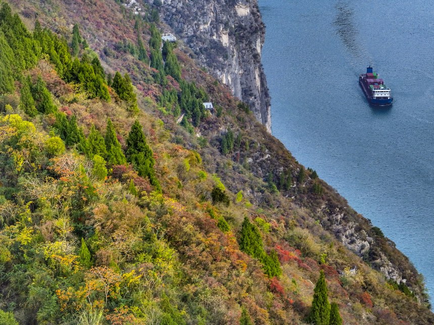 長(zhǎng)江瞿塘峽一帶景色宜人，秀美如畫。王正坤攝