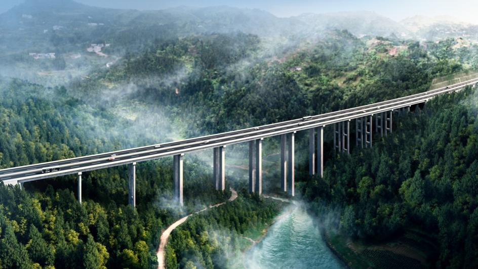 開萬梁高速公路效果圖。重慶高速集團(tuán)供圖