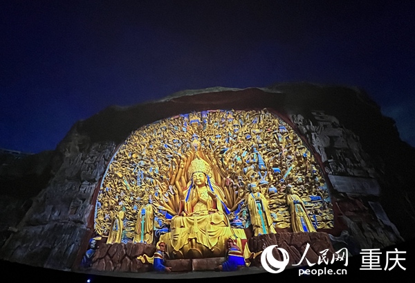 大足石刻游客中心8K球幕電影《大足石刻》畫面。人民網(wǎng) 胡虹攝