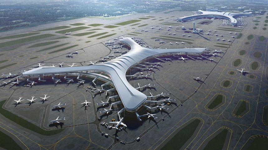 重慶江北國際機場T3B航站樓效果圖。渝北區(qū)委網(wǎng)信辦供圖