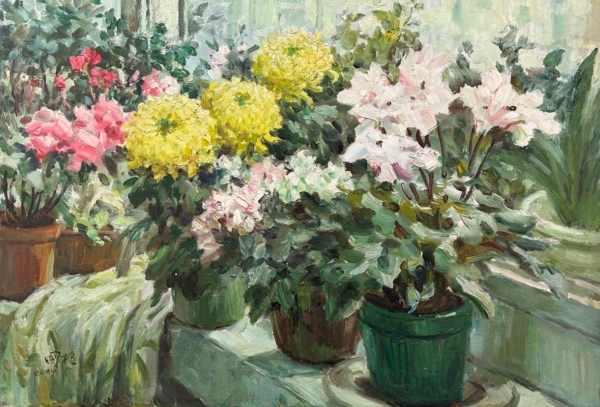 劉國樞作品《蝴蝶花與黃菊》。重慶當代美術館供圖