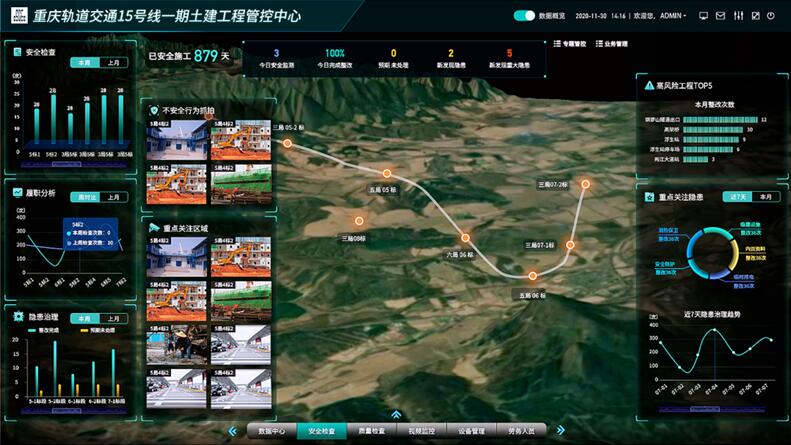 軌道交通15號線一期智慧建造綜合管理信息系統(tǒng)。中建電子供圖