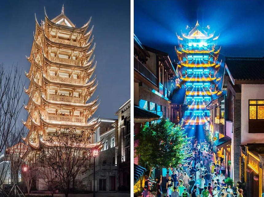 西流沱小鎮(zhèn)報(bào)恩塔。長廈安基建筑設(shè)計(jì)供圖