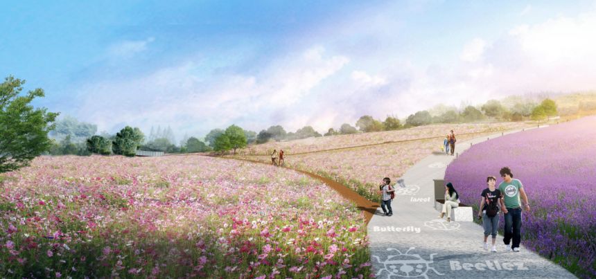 花海觀賞區(qū)效果圖。重慶空港新城開(kāi)發(fā)建設(shè)有限公司供圖