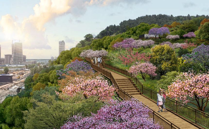 鹿山公園南入口花街棧道效果圖。重慶空港新城開發(fā)建設有限公司供圖