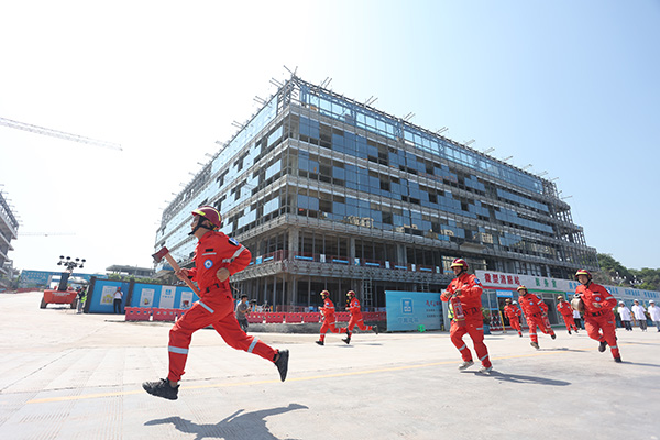 應(yīng)急演練現(xiàn)場。中建三局供圖