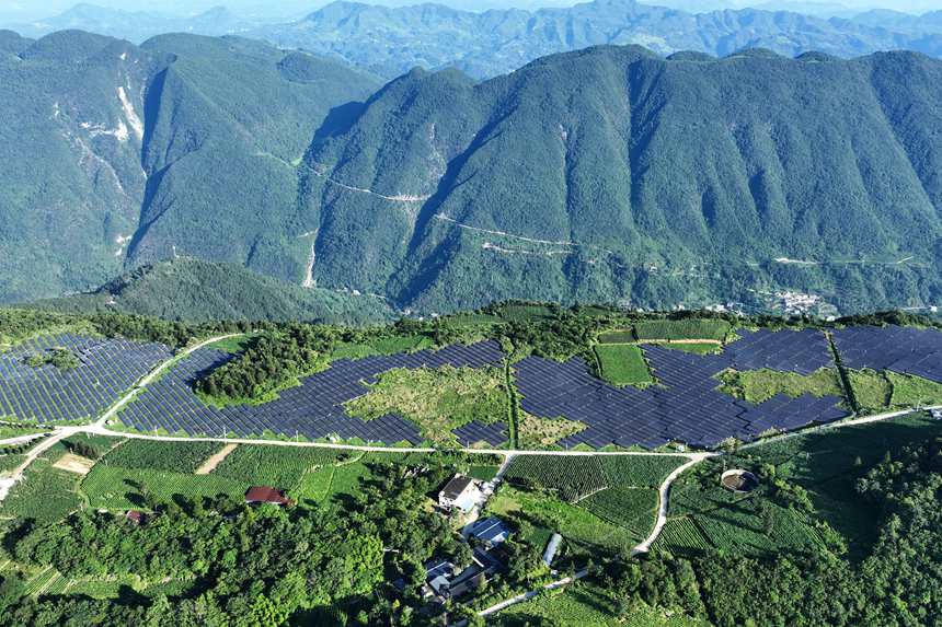 重慶市黔江區(qū)麒麟蓋山地光伏發(fā)電站。楊敏攝