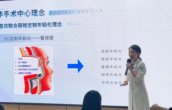 毛鈺婷分享分層抗衰的理念。重慶聯(lián)合麗格整形美容醫(yī)院供圖