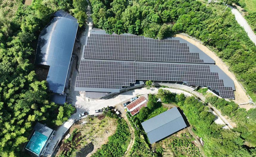 黔江區(qū)白石鎮(zhèn)鞍山村光伏養(yǎng)牛場。楊敏攝