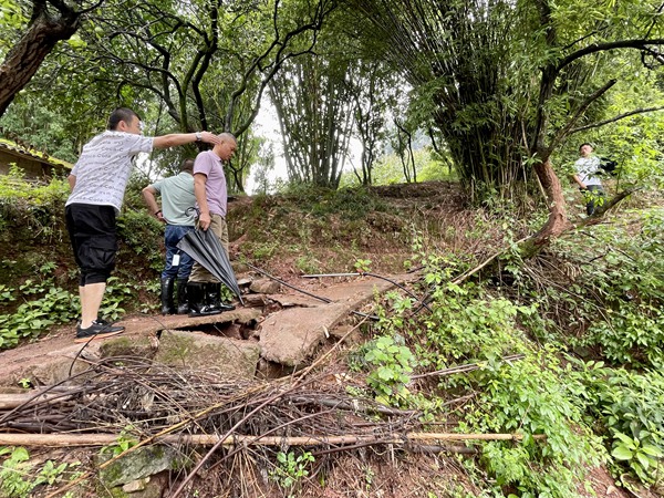 《地災(zāi)應(yīng)急處置》。7月19日，巴南區(qū)姜家鎮(zhèn)水源村高石元組發(fā)生險(xiǎn)情，巴南區(qū)規(guī)劃和自然資源局綜合行政執(zhí)法支隊(duì)支隊(duì)長(zhǎng)張朝明帶隊(duì)現(xiàn)場(chǎng)指導(dǎo)地災(zāi)應(yīng)急處置工作，并動(dòng)員群眾應(yīng)急避險(xiǎn)搬遷撤離。何林?jǐn)z