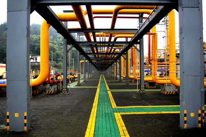涪陵頁巖氣田白濤集輸站外輸管線。涪陵頁巖氣公司供圖