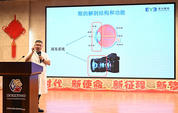 眼科醫(yī)生黃吉昌開展愛眼護眼科普知識講座。重慶南坪愛爾眼科醫(yī)院供圖