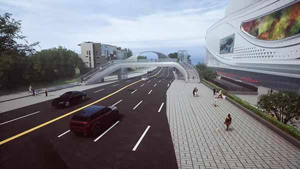 吾悅廣場人行天橋效果圖。北碚區(qū)住房城鄉(xiāng)建委供圖