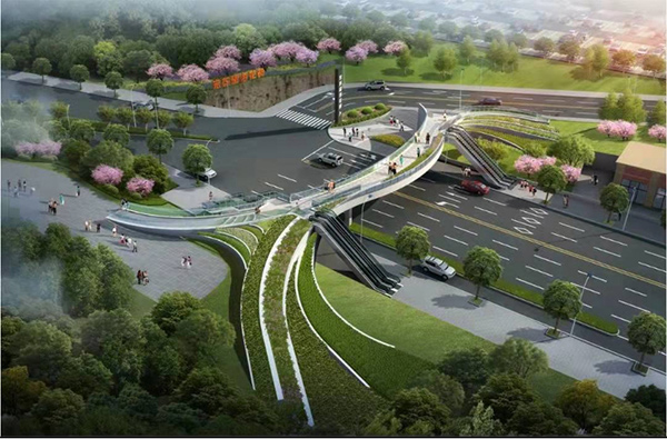 宏帆花市位置人行天橋效果圖。江北區(qū)住房城鄉(xiāng)建委供圖