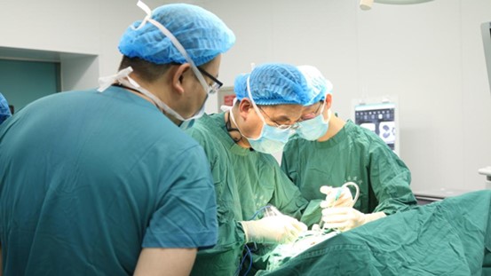 蘇凱和王鎮(zhèn)正在手術(shù)。重慶西區(qū)醫(yī)院供圖