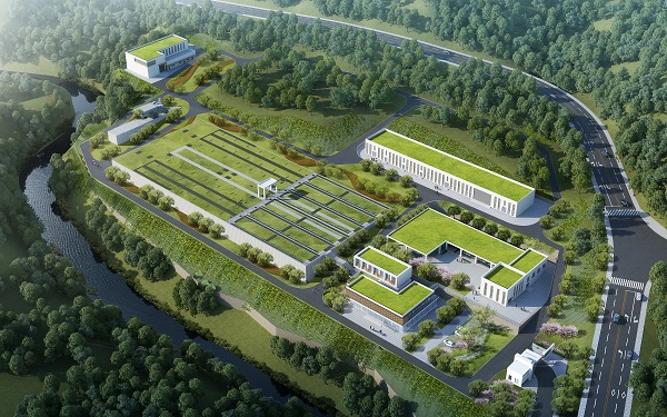 萬州區(qū)何家?guī)r污水處理廠項目效果圖。重慶市住房城鄉(xiāng)建委供圖