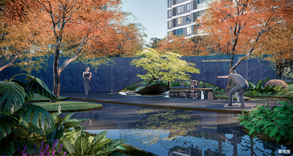 園林景觀意向圖。中建·光嶼供圖