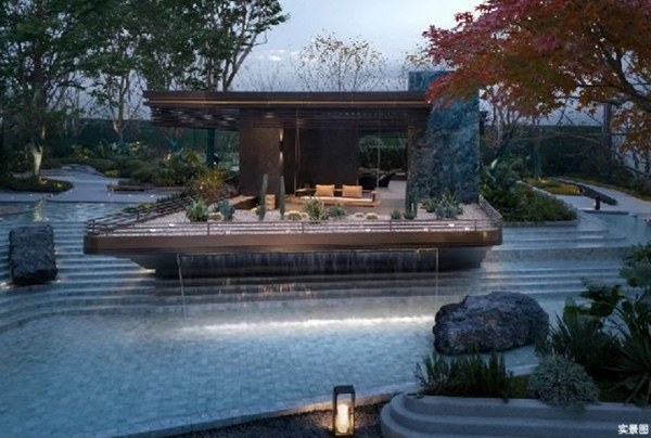 招商渝天府泱鏡組團園林實景。招商蛇口供圖