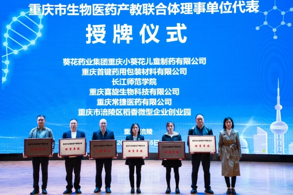 現(xiàn)場為聯(lián)合體理事單位代表授牌。重慶工貿(mào)職院供圖