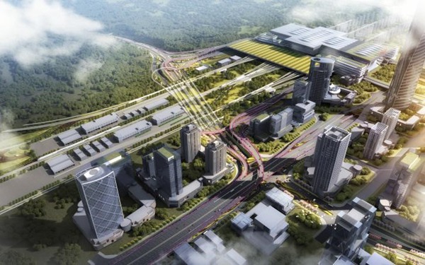 重慶東站鐵路綜合交通樞紐高鐵新經(jīng)濟(jì)區(qū)基礎(chǔ)設(shè)施工程。重慶設(shè)計集團(tuán)有限公司市政設(shè)計研究院供圖