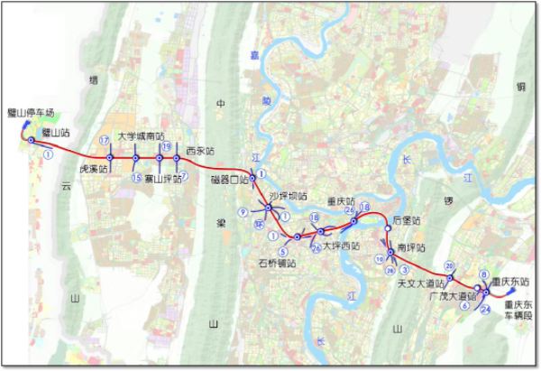 軌道交通27號(hào)線。重慶設(shè)計(jì)集團(tuán)有限公司市政設(shè)計(jì)研究院供圖。