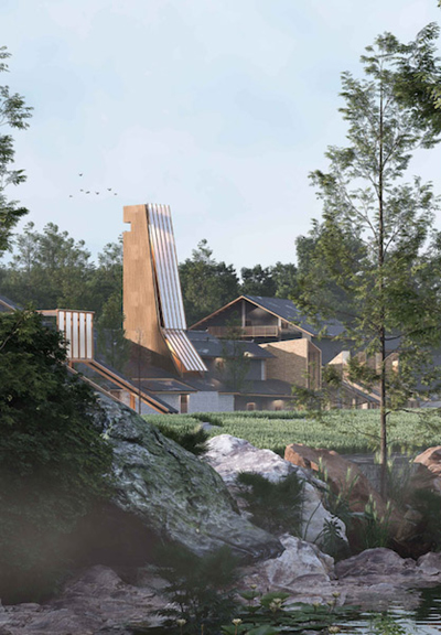 風(fēng)起巴渝 水承吳灘——吳灘古鎮(zhèn)建筑與景觀適應(yīng)性設(shè)計(jì)作品效果圖?；顒?dòng)方供圖