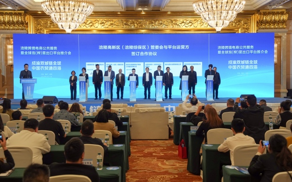 涪陵高新區(qū)（涪陵綜保區(qū)）管委會(huì)與平臺(tái)運(yùn)營(yíng)方企業(yè)代表簽訂投資協(xié)議。何乾健攝