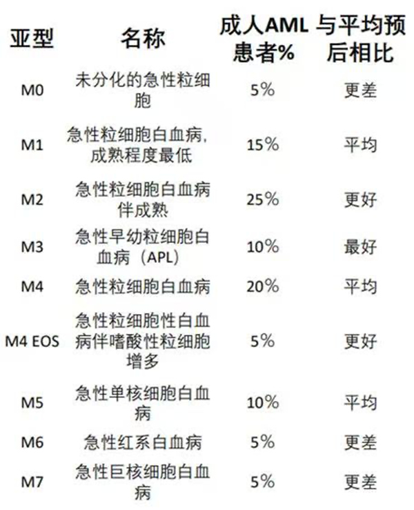 M0—M7八種亞型示意圖。重慶松山醫(yī)院供圖