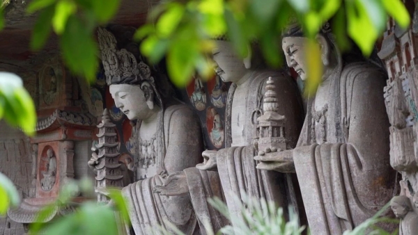 大足石刻華嚴(yán)三圣像。大足區(qū)委宣傳部供圖