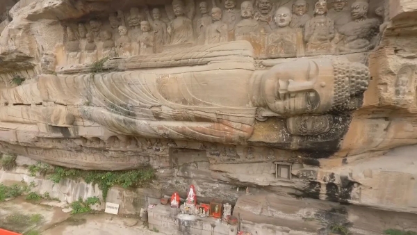 安岳石窟臥佛院摩崖造像。大足區(qū)委宣傳部供圖 