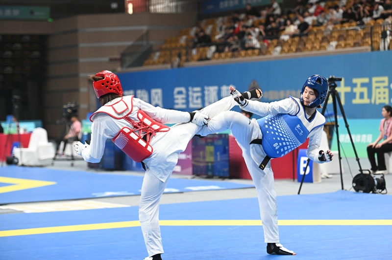 第十五屆全國運(yùn)動會跆拳道項(xiàng)目資格賽(一)比賽現(xiàn)場。陜西省拳擊跆拳道運(yùn)動管理中心供圖