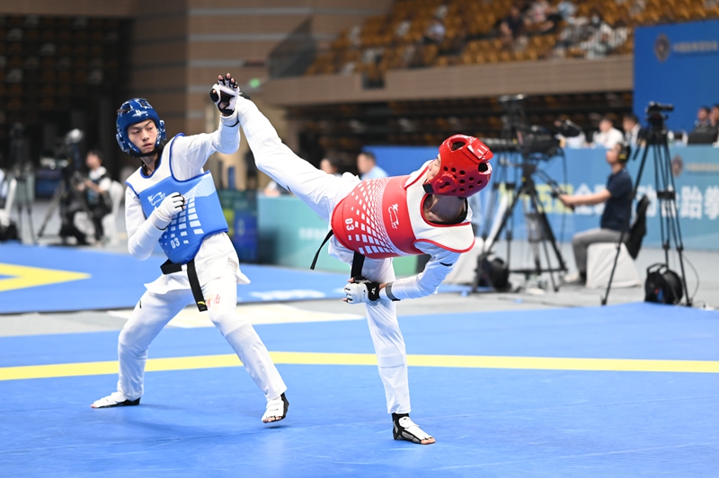 第十五屆全國運(yùn)動會跆拳道項(xiàng)目資格賽(一)比賽現(xiàn)場。陜西省拳擊跆拳道運(yùn)動管理中心供圖