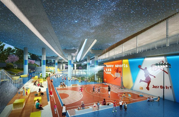 嘉陵江路橋下體育運動公園適兒化改造效果圖。重慶市設計院供圖