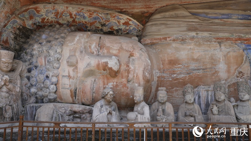 大足石刻寶頂山釋迦涅槃圣跡圖。人民網(wǎng) 曹欣悅攝