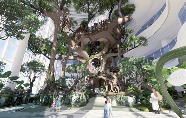 光環(huán)花園城世界樹效果圖。圖源：渝北發(fā)布