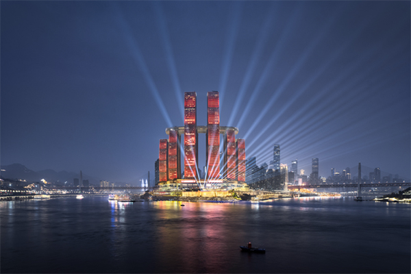 春節(jié)期間，重慶來(lái)福士燈光煥新。重慶來(lái)福士供圖