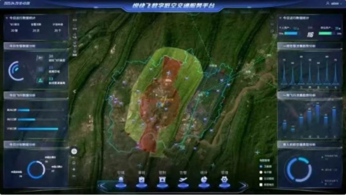 “悅快飛”數(shù)字低空交通服務平臺。兩江協(xié)同創(chuàng)新區(qū)供圖
