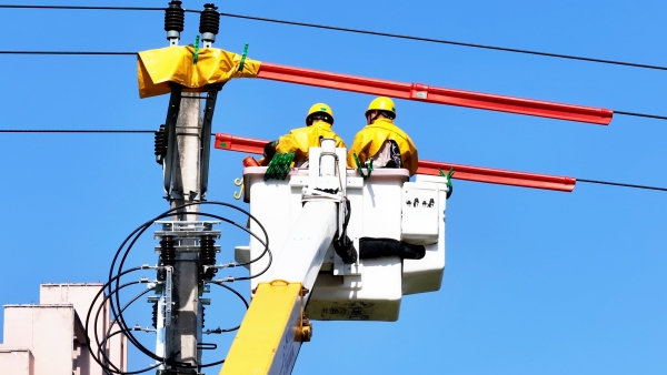 帶電作業(yè)，筑牢供電保障線。受訪者供圖