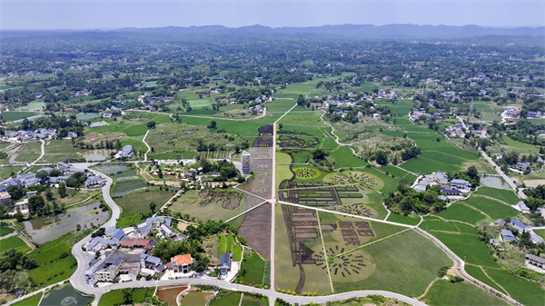 鳥(niǎo)瞰隆平五彩田園。大足區(qū)融媒體中心供圖