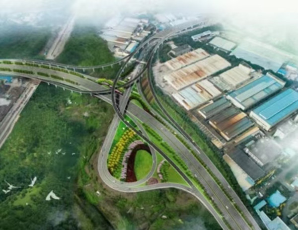 李家沱復(fù)線橋南引道華陶立交。重慶設(shè)計(jì)集團(tuán)有限公司市政設(shè)計(jì)研究院供圖