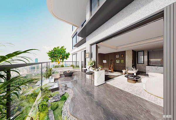 華僑城·熙宸項(xiàng)目空中庭院意境圖。重慶華僑城供圖