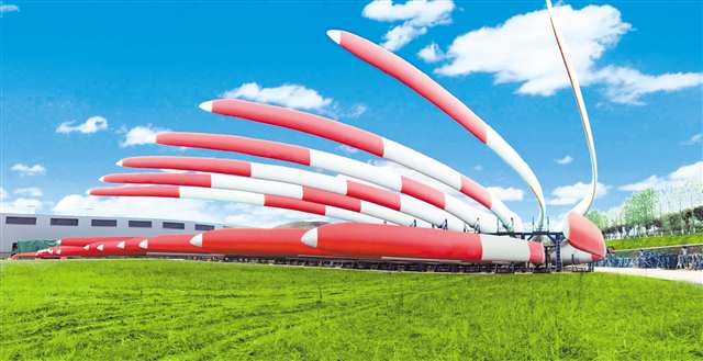 超大型玻璃纖維風(fēng)電葉片。（受訪單位供圖）