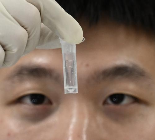 近日，位于兩江新區(qū)的中科計算技術(shù)西部研究院，小試管中裝的打印完成的液體“成品”DNA。可存儲文本、圖像、音頻和視頻等形式的數(shù)據(jù)。記者 張錦輝 攝/視覺重慶